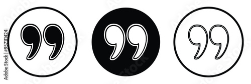 Quote icons set. Quote sign icon. Quotation mark symbol on white background.