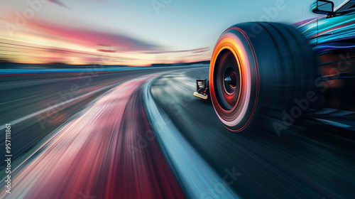 Racing car speeding ,slow shutter speed photography