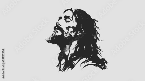 Minimalist logo Jesus black and white stencil