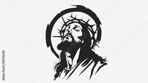 Minimalist logo Jesus black and white stencil