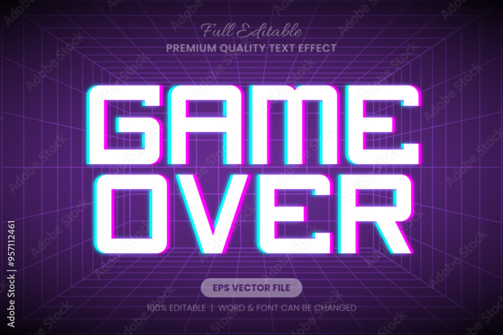 Game Over glitch Editable 3D Text Effect, Font Graphic Style Suitable for gaming websites, posters, and social media. Game Over glitch Editable 3D Text Effect, Font Graphic Style Suitable for gaming websites, posters, and social media.