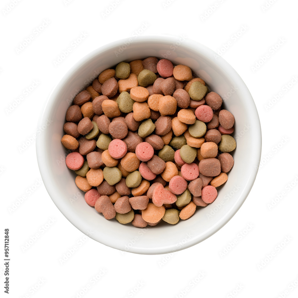 Bowl of Dry Pet Food with Nutritional Variety Bowl of Dry Pet Food with Nutritional Variety