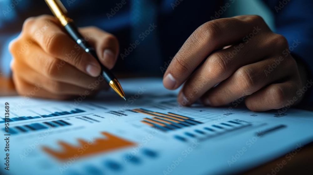 Closeup of a business plan with market analysis and competitor research, business strategy Closeup of a business plan with market analysis and competitor research, business strategy