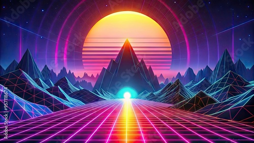 Vibrant+Retro+Futuristic+Neon+Synth photo