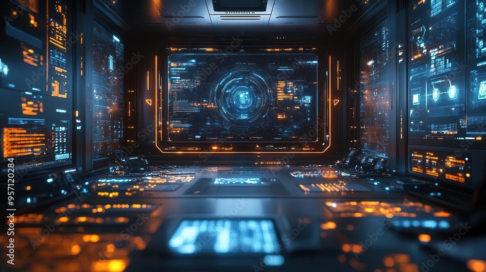 virtual reality workspace floating holographic screens immersive 3d environment user interface gesture controls futuristic office concept virtual reality workspace floating holographic screens immersive 3d environment user interface gesture controls futuristic office concept
