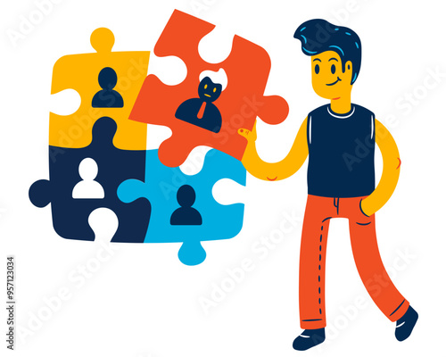 Man makes a working team with a new employee