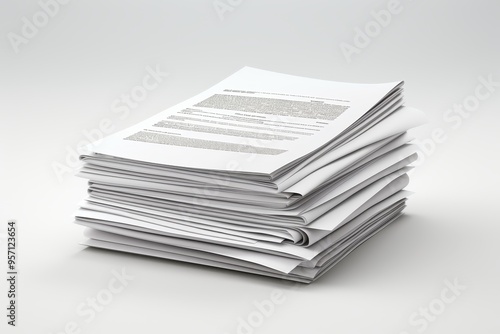 Isolated stack of business documents on white background for professional presentations