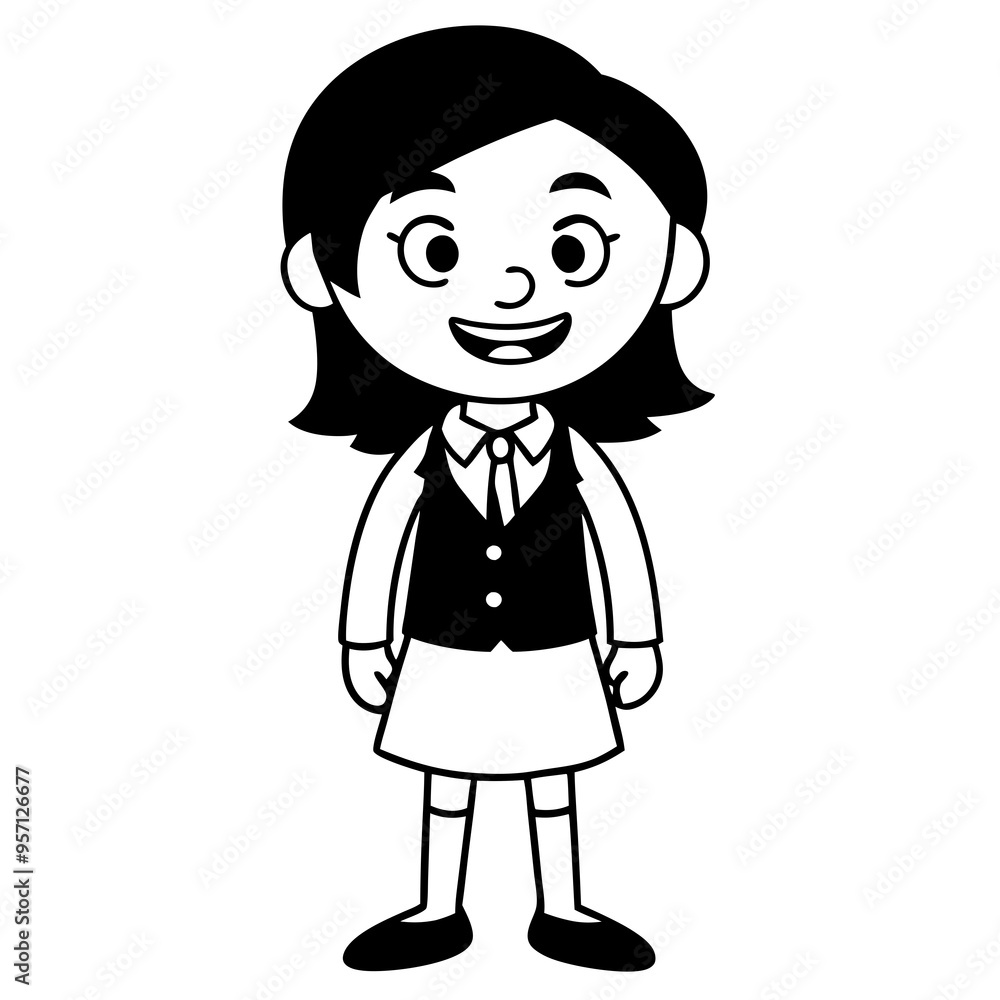 Smiling Indian Teen Girl, 17, in School Uniform - Full Body Vector Illustration Smiling Indian Teen Girl, 17, in School Uniform - Full Body Vector Illustration