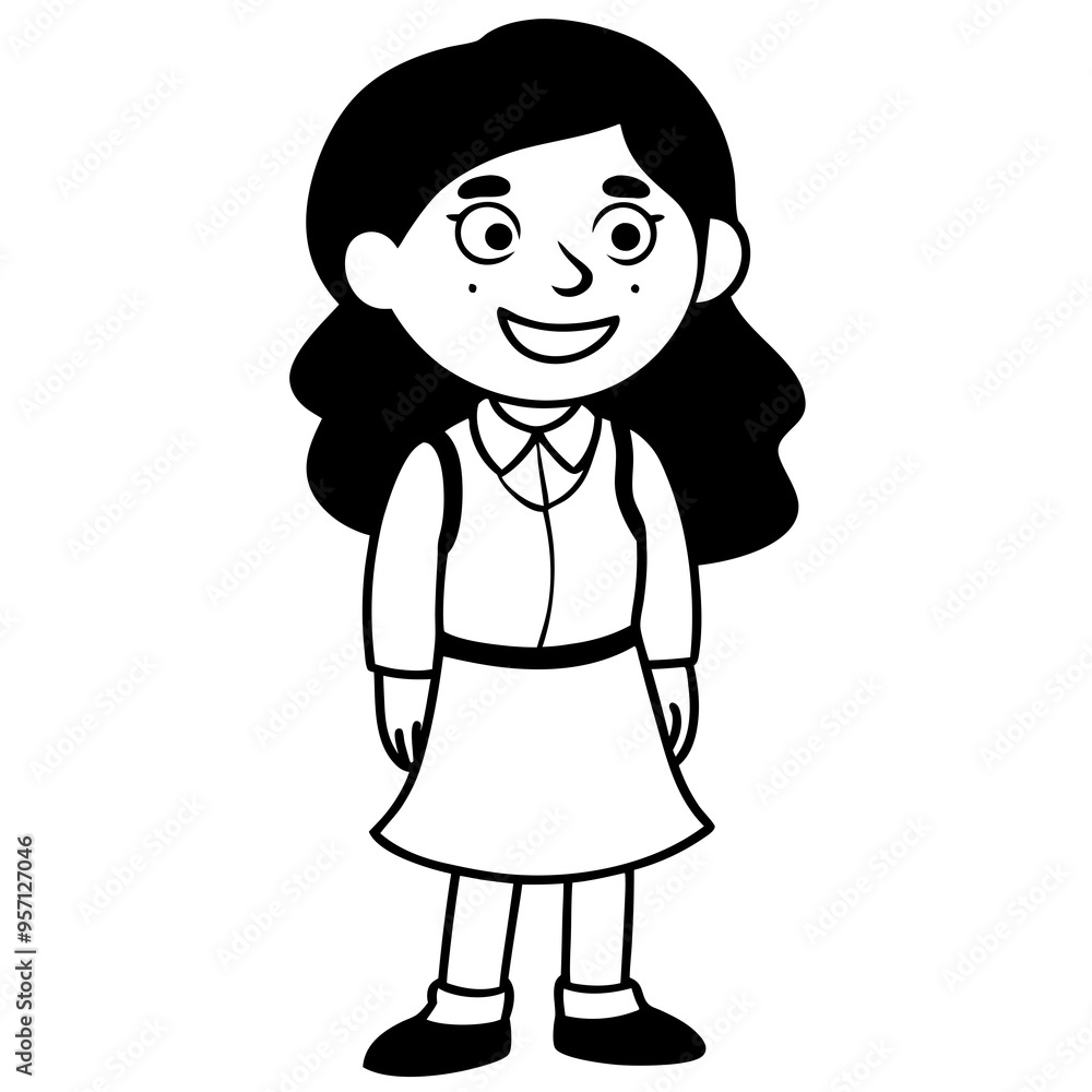 Smiling Indian Teen Girl, 17, in School Uniform - Full Body Vector Illustration Smiling Indian Teen Girl, 17, in School Uniform - Full Body Vector Illustration