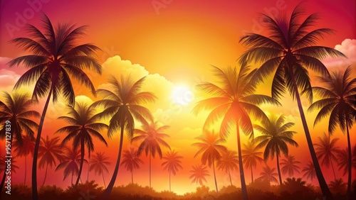 Vibrant tropical gradient background featuring soft pink to orange hues, evoking a sense of warm sunshine and exotic getaway, perfect for summer designs.