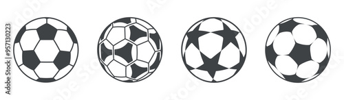 Football or soccer ball flat vector icon simple black style