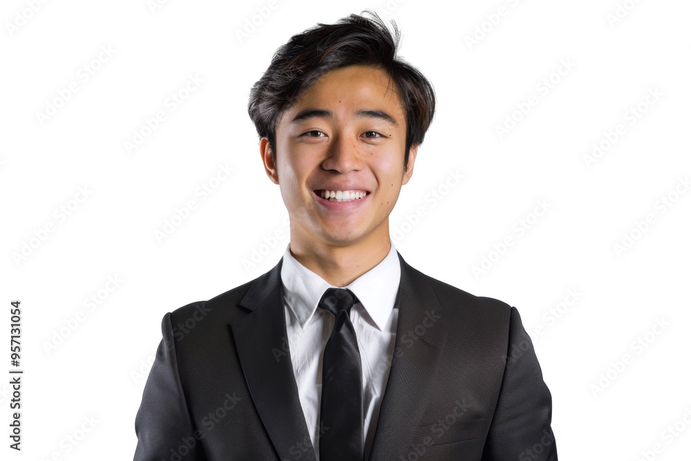 Portrait of a handsome asian businessman in a sideways stance, his gaze meeting the camera with calm assurance, isolated on a transparent background Portrait of a handsome asian businessman in a sideways stance, his gaze meeting the camera with calm assurance, isolated on a transparent background