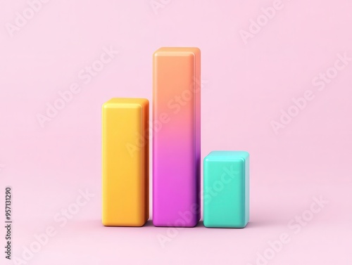 Colorful bar graph on pink background, representing data visualization and growth in a modern and playful design.