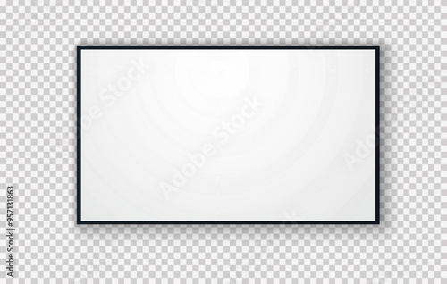 TV screen PNG. Modern stylish LED LCD panel. Large computer monitor display mockup.TV template. Vector illustration of a plasma TV monitor on a transparent background.