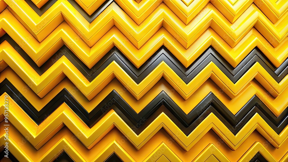 Vibrant yellow zigzag shape pattern fills the frame, dynamic and energetic, with bold black outlines, adding a modern and abstract touch to any design. Vibrant yellow zigzag shape pattern fills the frame, dynamic and energetic, with bold black outlines, adding a modern and abstract touch to any design.