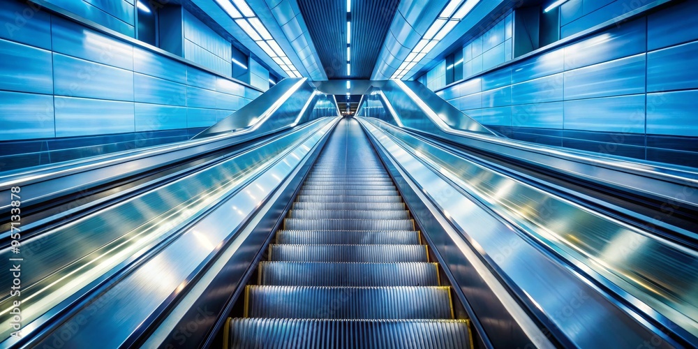 Ascending into Blue A Glimpse of Modern Architecture, Escalator, Urban, Abstract, Design, Technology Ascending into Blue A Glimpse of Modern Architecture, Escalator, Urban, Abstract, Design, Technology