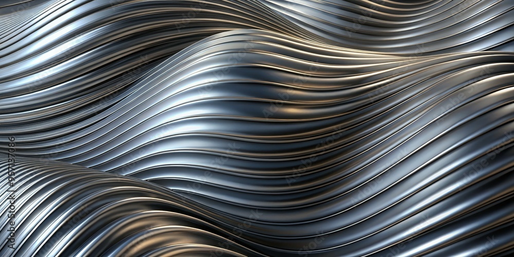 Metallic Waves 3D Render of Shiny, Curved Lines, Abstract, Geometric, Design , Metal, Curve Metallic Waves 3D Render of Shiny, Curved Lines, Abstract, Geometric, Design , Metal, Curve