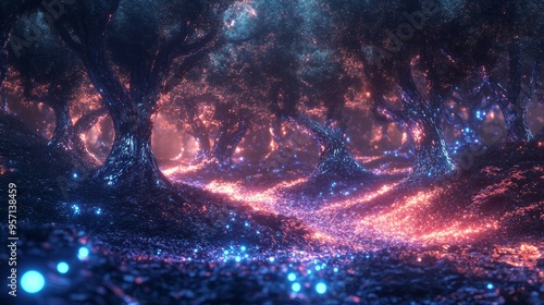 Wallpaper Mural Chrome Forest: A Glowing 3D World in Augmented Reality Torontodigital.ca