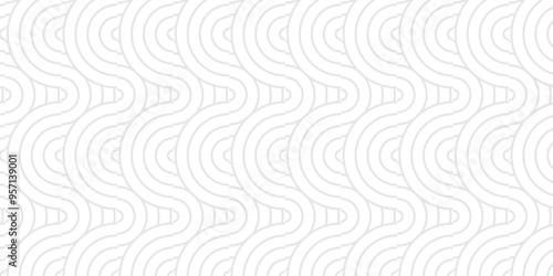 Overlapping creative diamond circle abstract white and gray pattern background with waves texture. geometric digital fabric pattern circles floral and spiral round lapping white retro background.