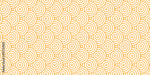 Overlapping creative diamond circle abstract orange and yellow pattern background with waves texture. geometric digital fabric pattern circles floral and spiral round lapping retro background.