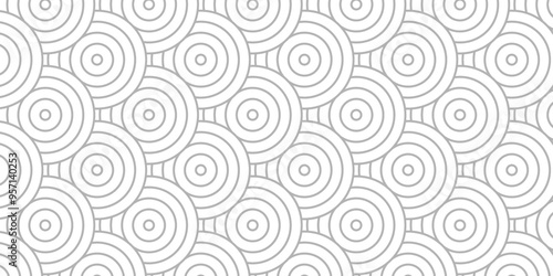 Overlapping creative diamond circle abstract white and gray pattern background with waves texture. geometric digital fabric pattern circles floral and spiral round lapping white retro background.