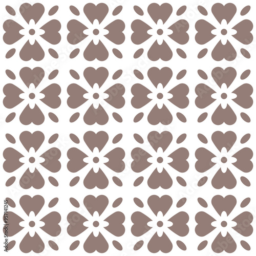 Mosaik seamless pattern. Modern outline shape geometric flowers pattern. Floral tile design element.