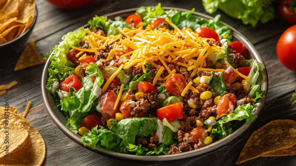 flat lay of a taco salad flat lay of a taco salad