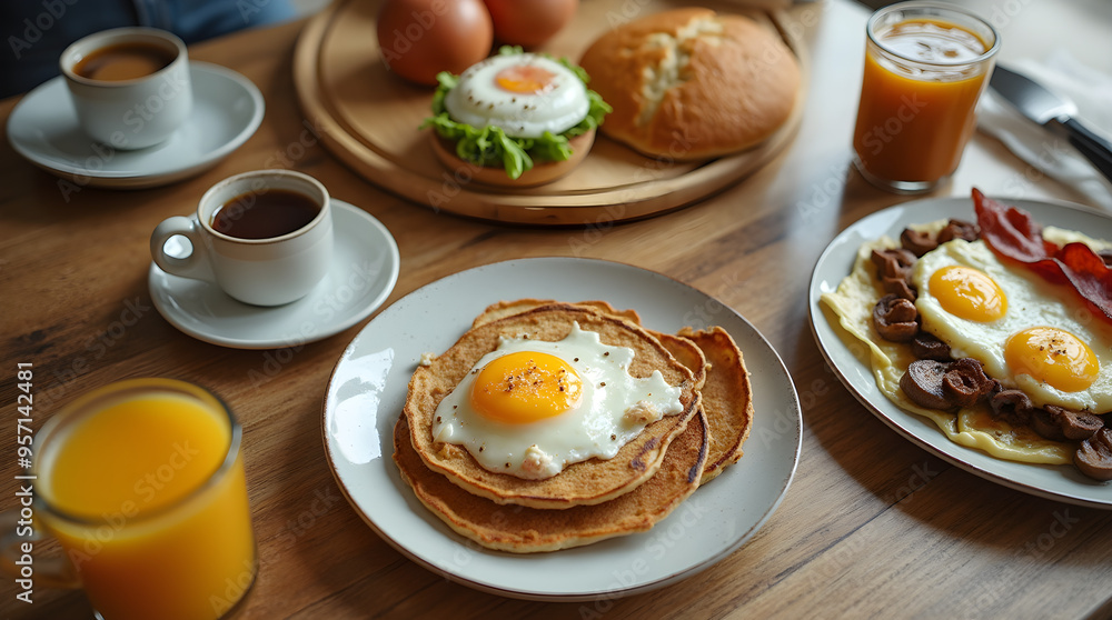 Gourmet Breakfast Spread with Fresh Coffee Gourmet Breakfast Spread with Fresh Coffee