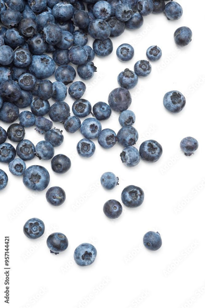 Blueberries isolated on white background. Top view Blueberries isolated on white background. Top view