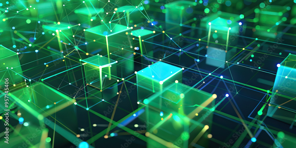 A network diagram of supply chain partners, each node color-coded for easy identification, using shades of green and blue. A network diagram of supply chain partners, each node color-coded for easy identification, using shades of green and blue.