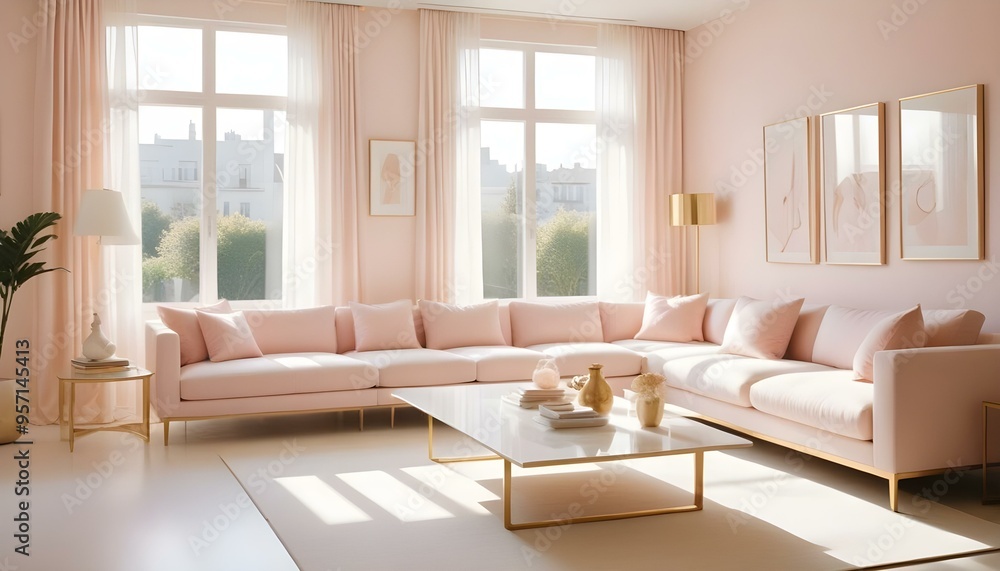 Fototapeta premium Photo interior modern design room 3d illustration