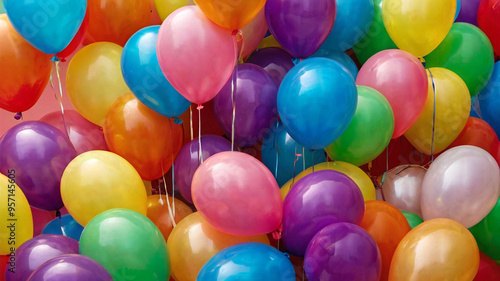 background colorful balloons on birthday party 