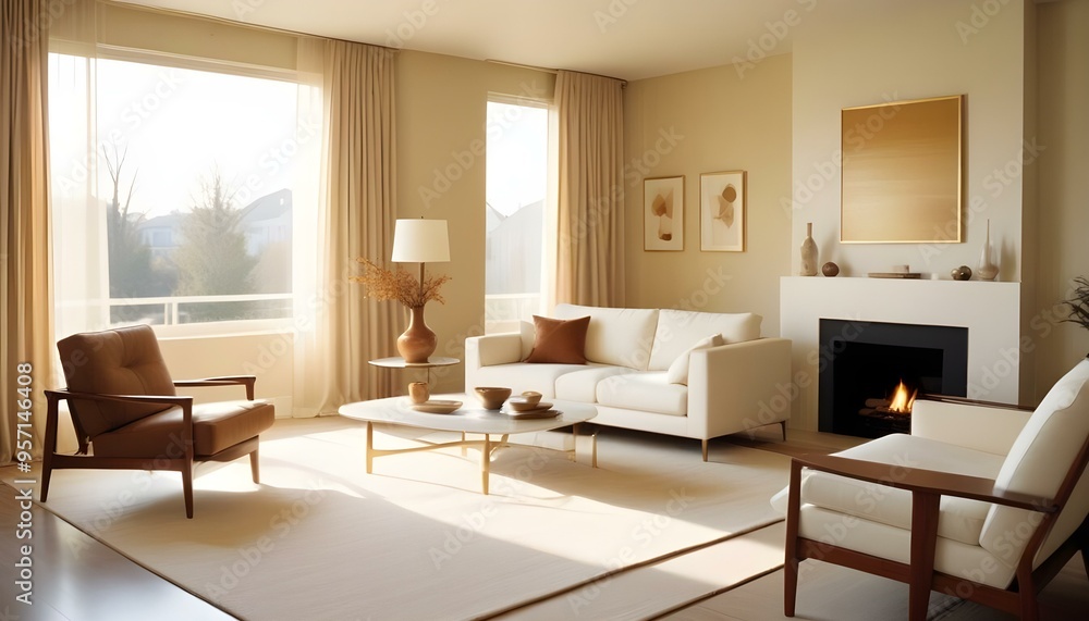 Fototapeta premium Photo interior modern design room 3d illustration