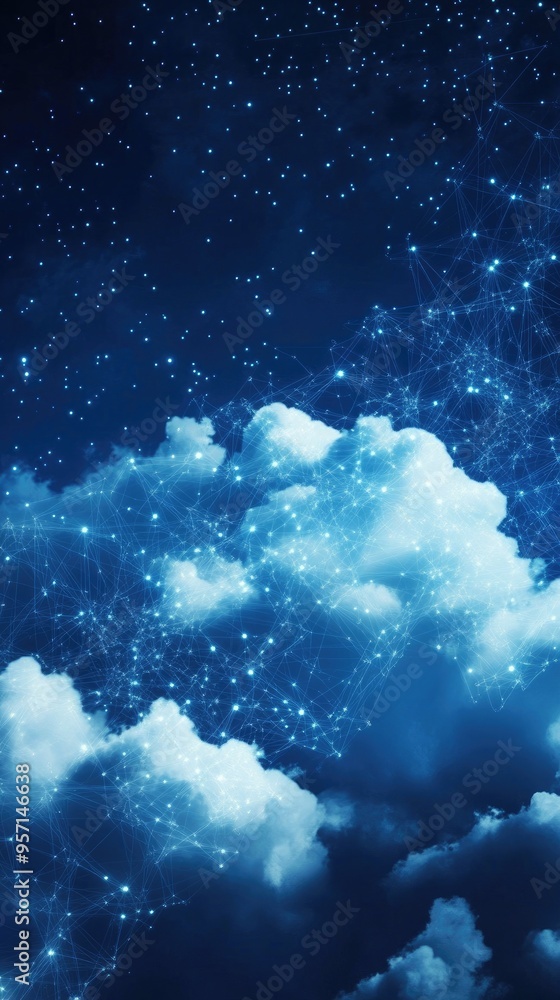 A serene night sky filled with clouds and twinkling stars, perfect for evoking peace and wonder in various projects. A serene night sky filled with clouds and twinkling stars, perfect for evoking peace and wonder in various projects.