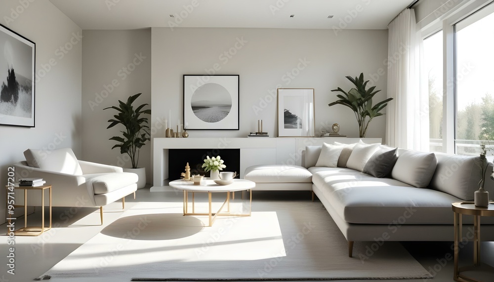 Fototapeta premium Photo interior modern design room 3d illustration