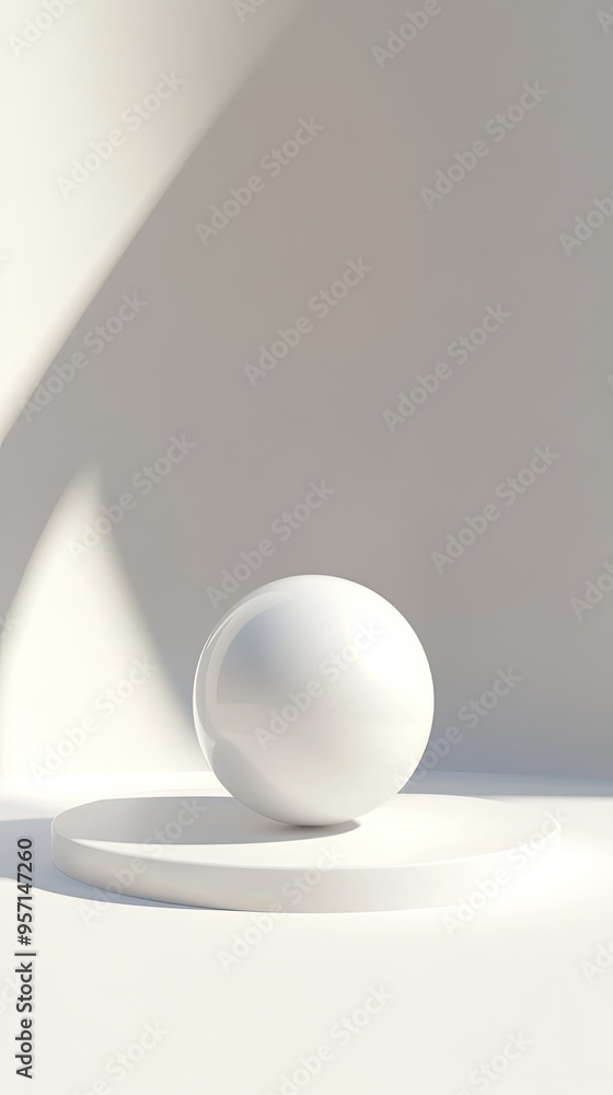 Minimalist design featuring a white sphere on a circular base, emphasizing simplicity and elegance in a modern setting. Minimalist design featuring a white sphere on a circular base, emphasizing simplicity and elegance in a modern setting.