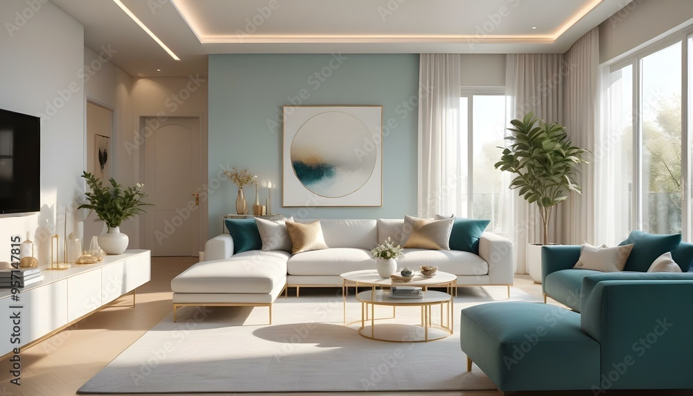 Fototapeta premium Photo interior modern design room 3d illustration