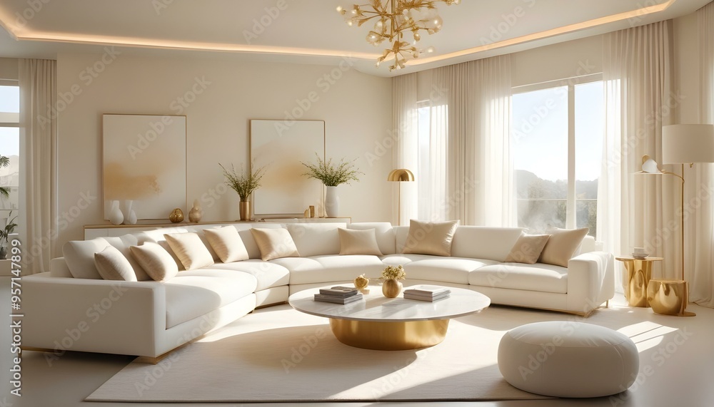 Fototapeta premium Photo interior modern design room 3d illustration