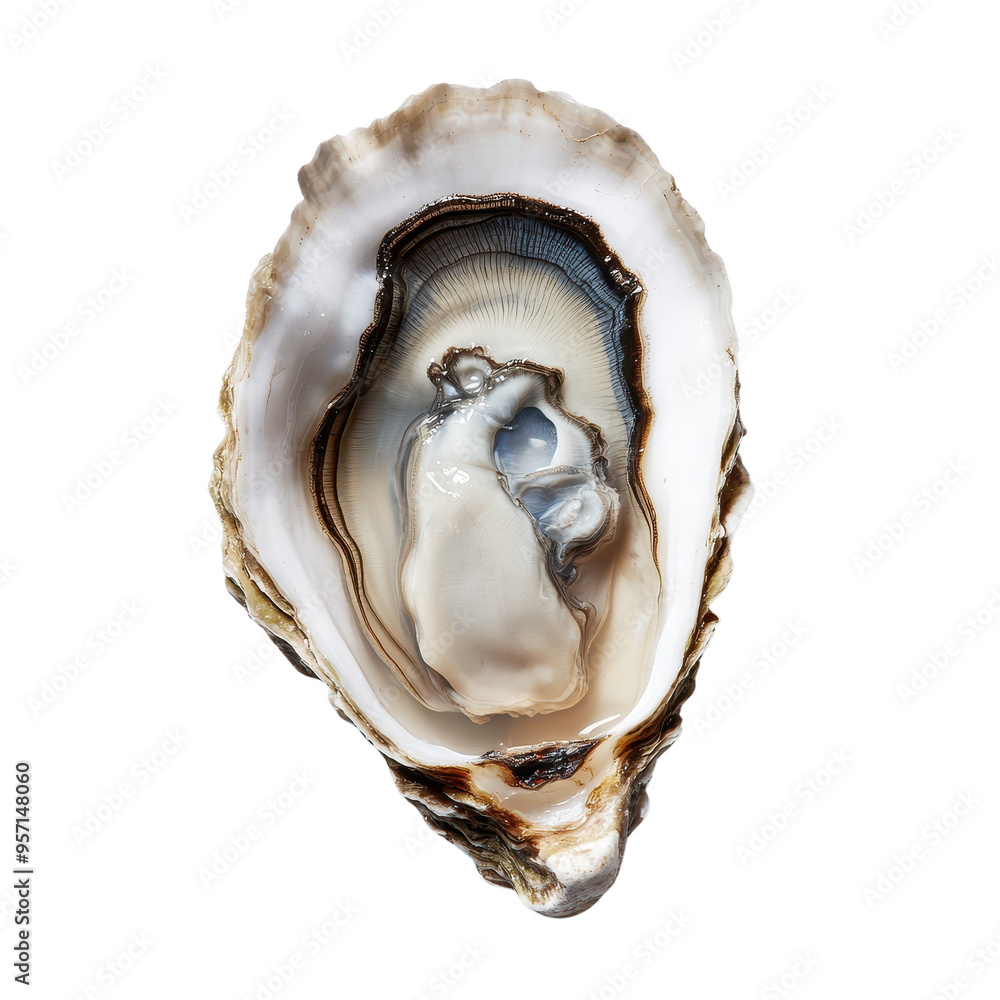 A fresh oyster resting in its shell, showcasing the natural beauty of marine life and delicacies from the ocean. A fresh oyster resting in its shell, showcasing the natural beauty of marine life and delicacies from the ocean.