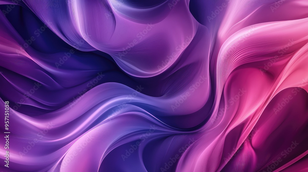 Obraz premium A fluid abstract pattern of flowing lines and curves in shades of purple and pink, evoking a sense of serenity and motion