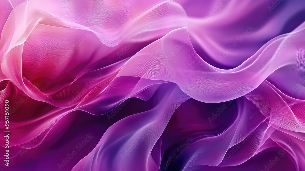 Fototapeta premium A fluid abstract pattern of flowing lines and curves in shades of purple and pink, evoking a sense of serenity and motion