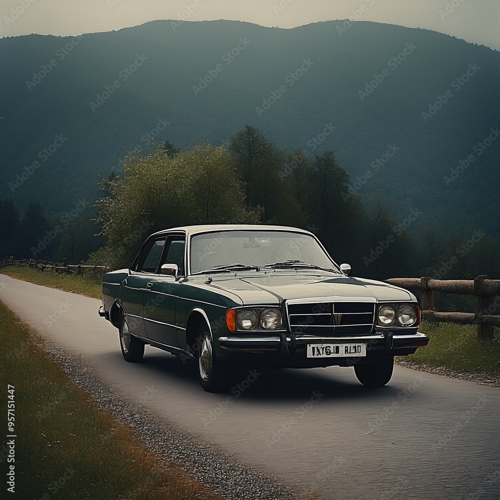 Fototapeta premium Vintage Retro 1990s Classic Car Nostalgia Iconic Automobile Muscle Car Sports Car Sedan Automotive Heritage Collector’s Item Car Photography Road Trip Retro Style Vehicle Car Enthusiast Timeless Desig