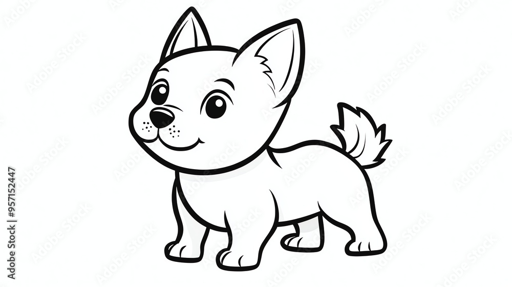A cute cartoon dog with big eyes and a fluffy tail. A cute cartoon dog with big eyes and a fluffy tail.