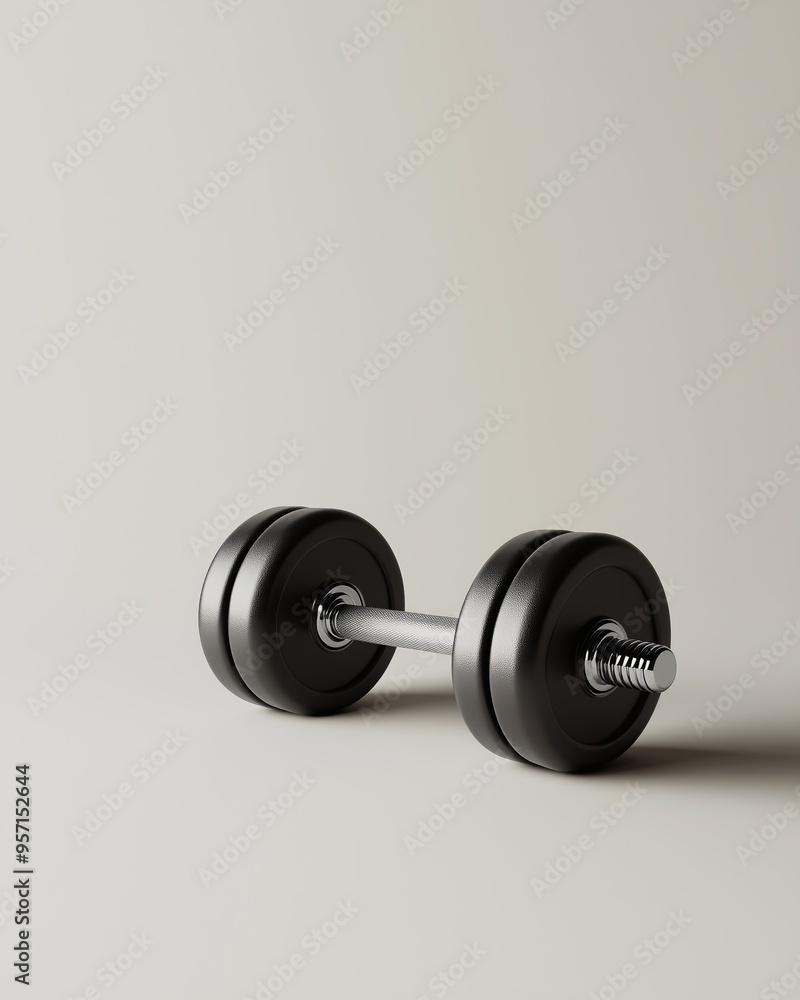Single dumbbell on white background for fitness routines Single dumbbell on white background for fitness routines