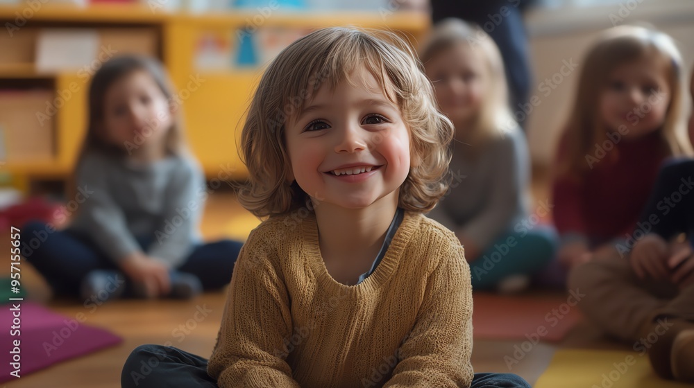 Two happy girls are playing with colorful shapes. They are both smiling and having fun. Two happy girls are playing with colorful shapes. They are both smiling and having fun.