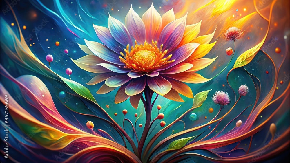 Whimsical illustration of a blooming flower with delicate petals and stem, surrounded by loose, expressive lines and vibrant colors, evoking a sense of creative freedom. Whimsical illustration of a blooming flower with delicate petals and stem, surrounded by loose, expressive lines and vibrant colors, evoking a sense of creative freedom.