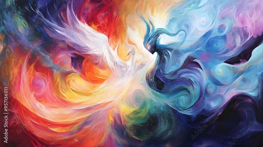 Abstract Painting of Fire and Water Abstract Painting of Fire and Water