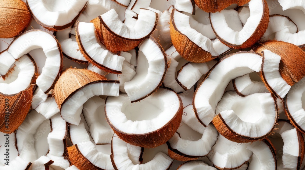 Seamless background of coconut fruit slice closeup view Seamless background of coconut fruit slice closeup view