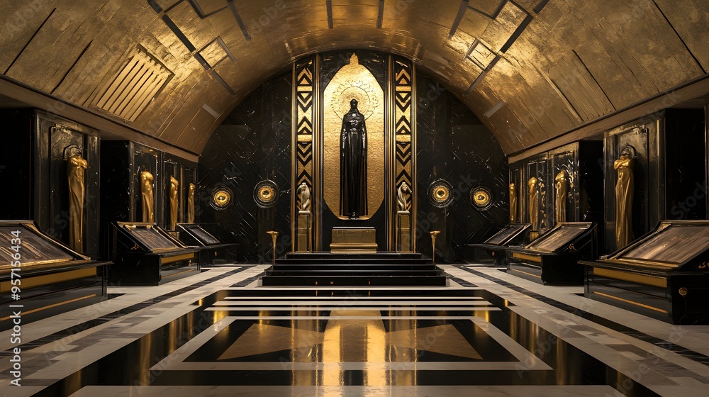 Fototapeta premium Luxury Interior Design with Gold and Black Marble