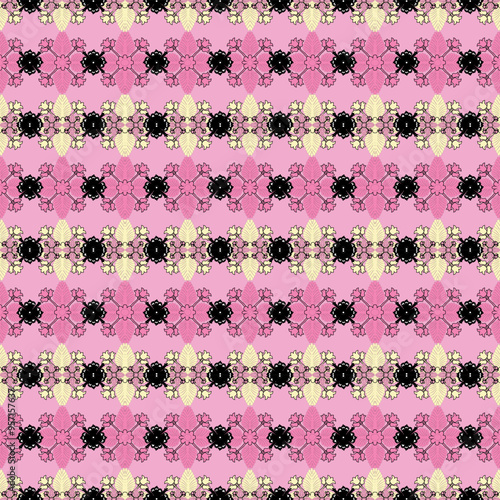 Pink flowrer seamless pattern design decoration minimally style decoration  photo